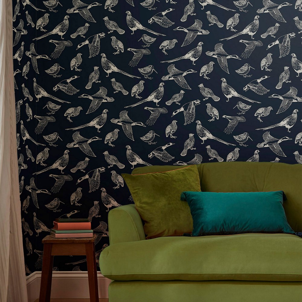 Hunting Birds Wallpaper 118555 by Joules in French Navy Blue